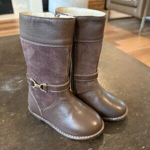 Janie & Jack “The Leather Riding Boot”Girls Size 7, Wedgewood Brown Leather